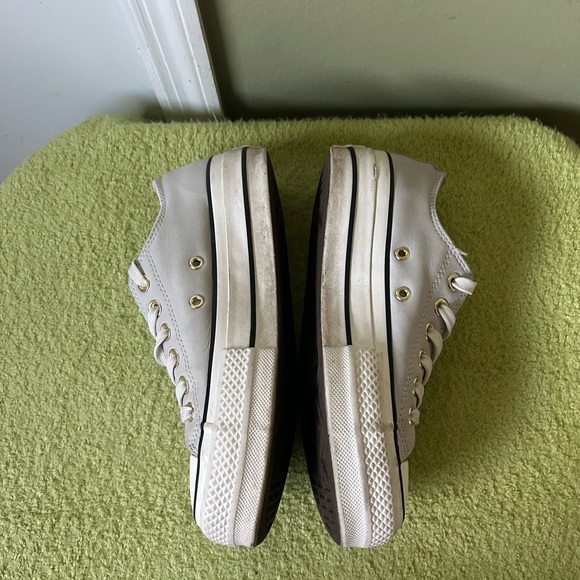 Converse Platform Pale Grey Leather Low Top Women’s Sneakers Sz 6.5 - Picture 12 of 14